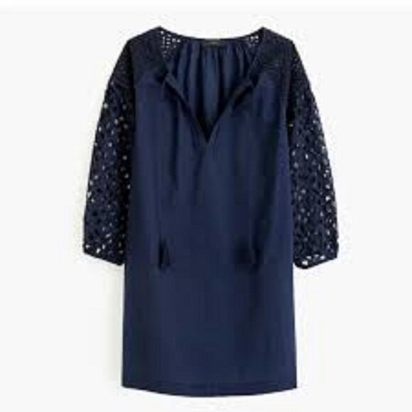 J. Crew Organic Eyelet Lace Tunic Dress Beach Cover Up - Picture 1 of 11